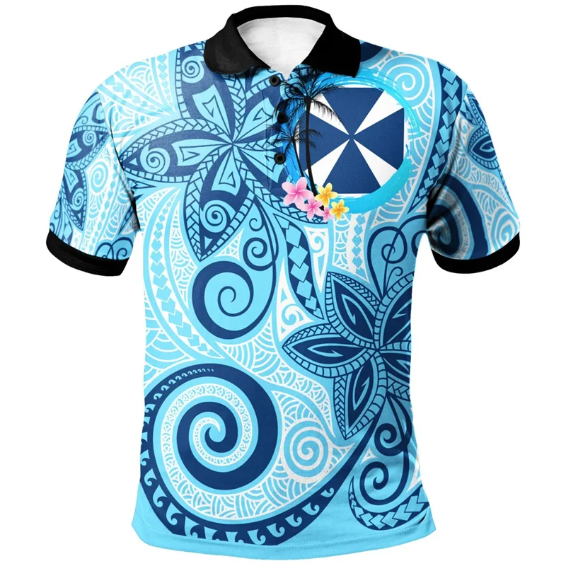 Fashion Wallis Futuna Pattern Polo Shirt Men Hawaiian 3D Printed Polynesian POLO Shirts Casual Loose Tees Summer Short Sleeves