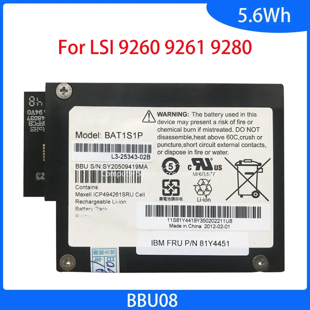 

BAT1S1P L3-25343-07A MegaRAID Ibbu08 BBU08 Battery BBU 3.7V 5.6Wh for 9260 9261 9280 -8i -4i -16i Controller Raid Card