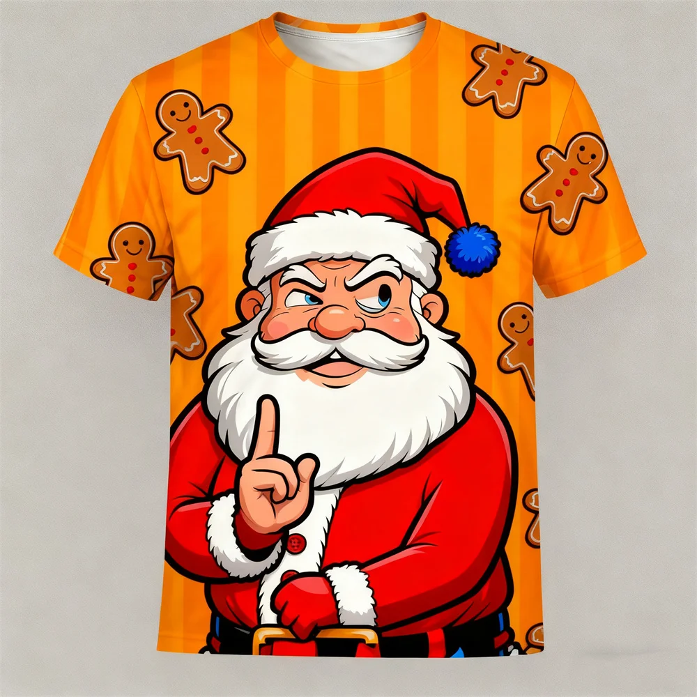 

Men's 3D Printed Cartoon Santa Clause Graphic T-Shirt Fashion Creative Design Short Sleeve Tees Christmas Casual Comfortable Top