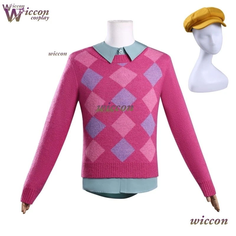 Baby Cosplay Costume Kpop Demon Hunters Baby Saja Boys Wig Hat Set Pink Sweater Full Outfit Baby Wig Hat Men Halloween Roleplay