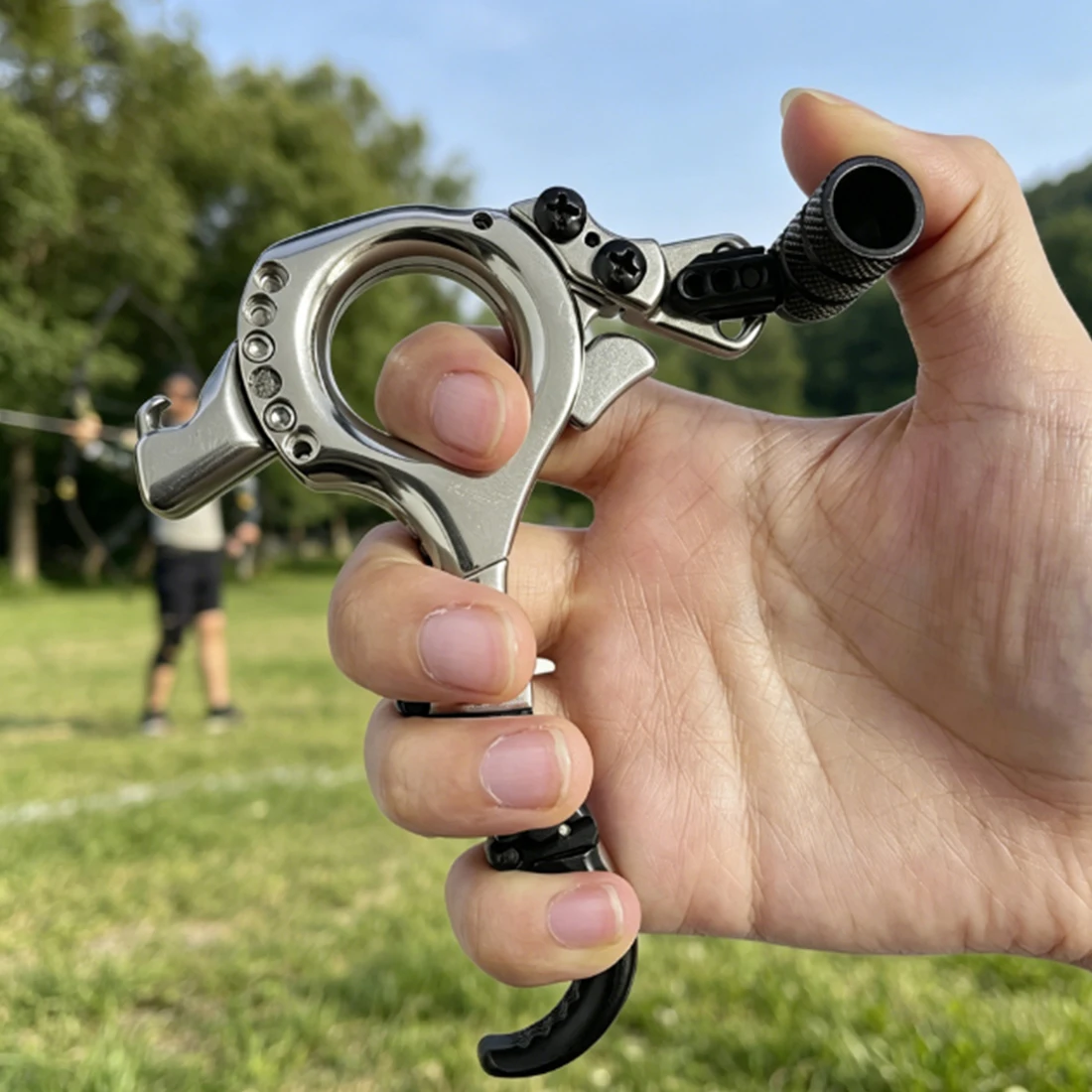 1PCS Solid Archery Release Aid with 3 or 4 Finger Interchangeable Grip Durable Functional Accessory for Daily Archery Shooting