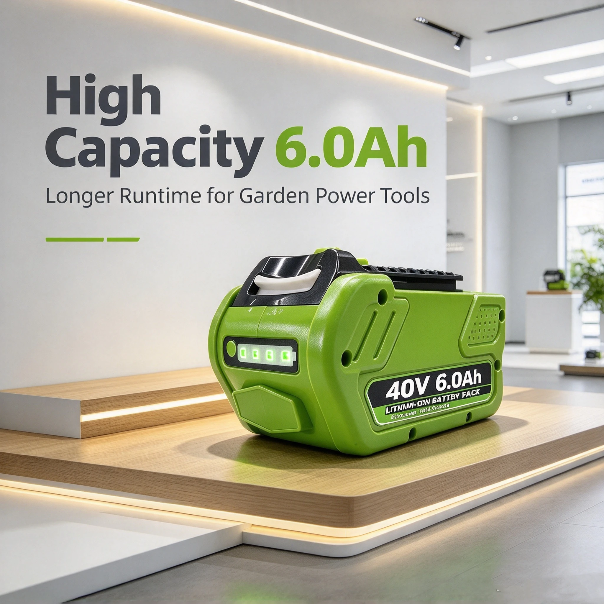 40V 6.0Ah High Capacity Li-ion Battery Pack LED Indicator BMS Protection Compatible with Greenworks G-MAX 40V Garden Power Tools