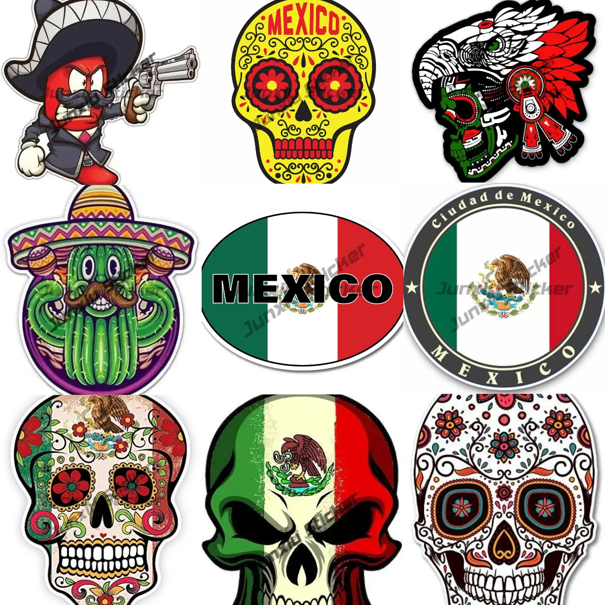 

Chili Pepper Gun Revolver Mexican Car Bumper Vinyl Sticker Mexico Sugar Skull Vinyl Decal Decoration Cover Scratches Decoration、