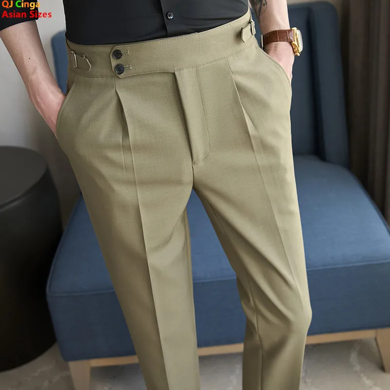 

Новые мужские черные брюки 2026 года, азиатский крой, зауженные, подходят для свадеб, вечеринок, офиса и повседневной носки.