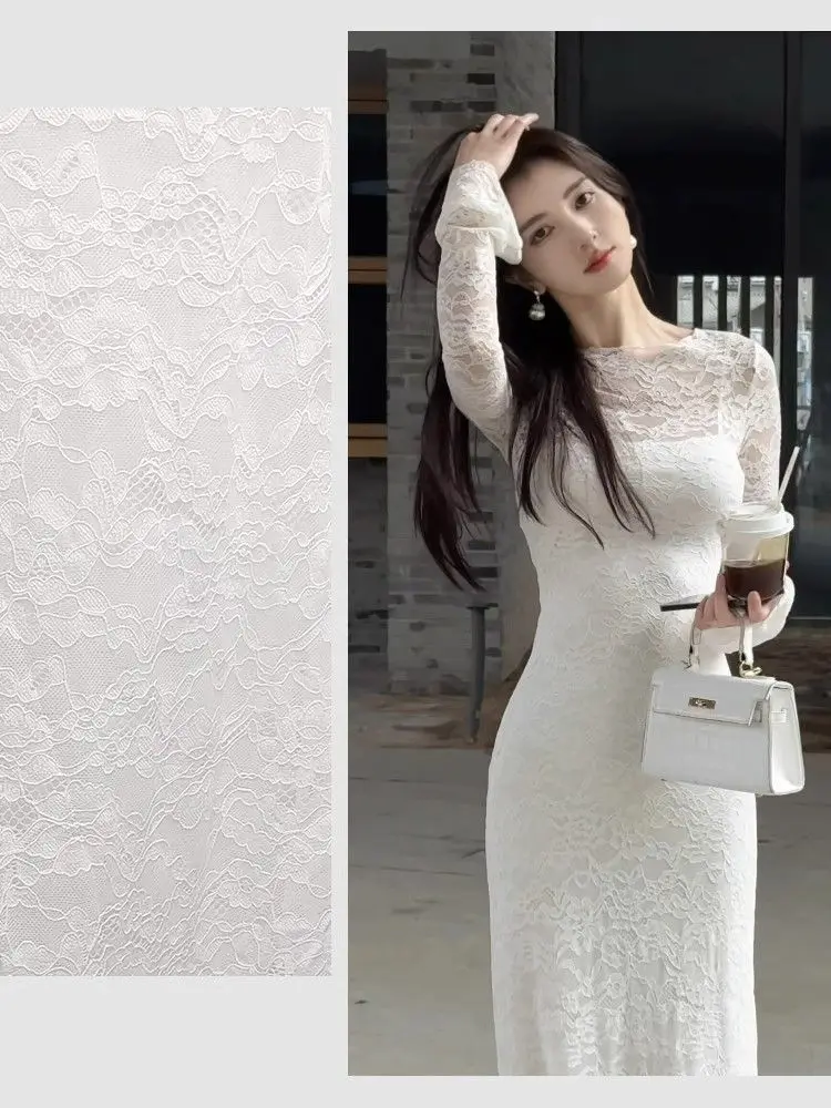 New Temperament Slimming Slim Suspender Dress Women's One-line Collar Lace Hip-covering Long Skirt