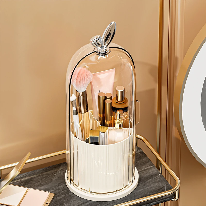1Pc 360° Rotating Makeup Brush Holder Cosmetic Organizer Waterproof Lipstick Eyebrow Pencil Eye Shadow Dustproof Clear Lid