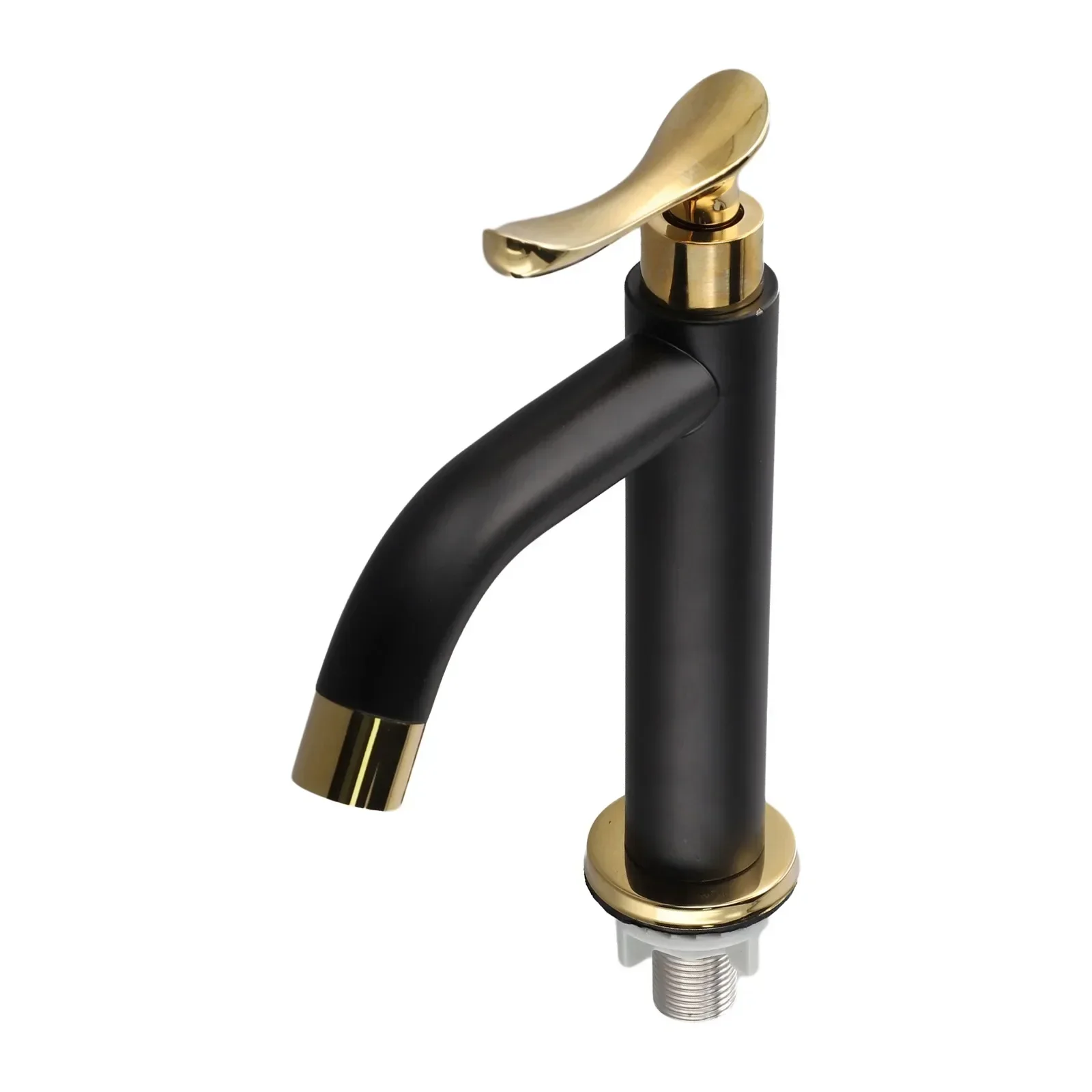 Bathroom Basin Faucet Single 304 Stainless Steel Cold Water Bathroom Sink Faucets Black And Gold Single Handle Washbasin Tap