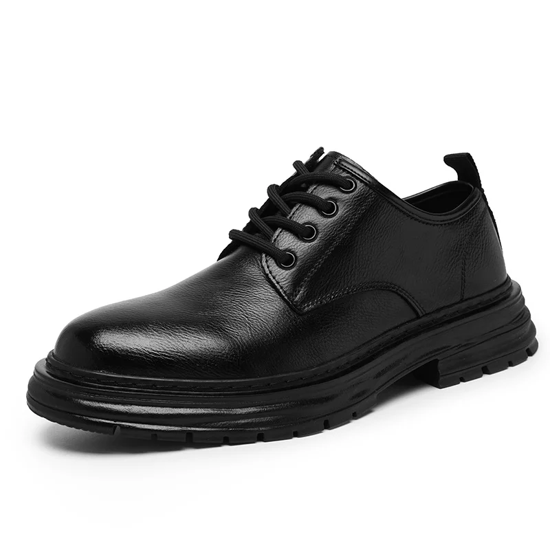 New British-style Black Casual Leather Shoes for Men's Business Formal Wear Large-sized Work Shoes Trendy Size 48