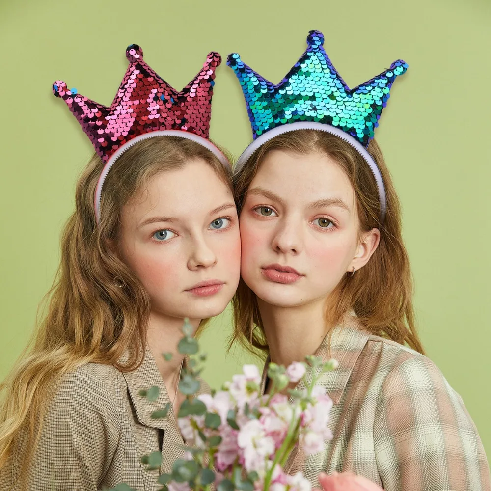 

6/18pcs Crown Hairband Set Sparkly Sweet Party for Women Festival School Birthday Gift