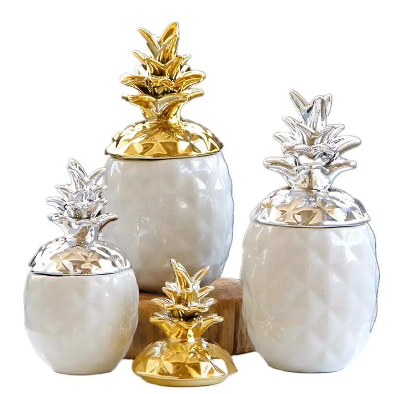 Ceramic Porcelain Pineapple Jars Candy Cans for Storage Decorative Containers Plates for Jewelry Nordic Tray Living Room Desktop