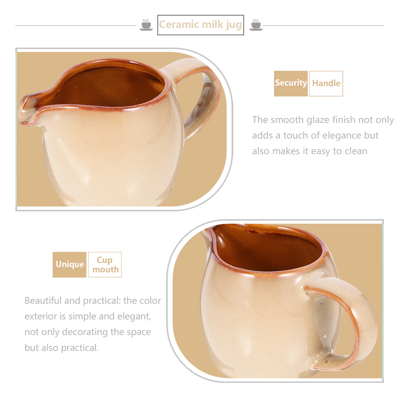 

Ceramic Creamer Pitcher Elegant Design Safe Reusable Smooth Glaze Finish Perfect for Coffee Milk Syrup Dispensing Home