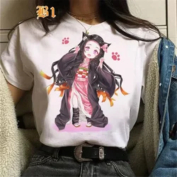 Kawaii Clothes Kamado Nezuko Printed T-Shirt Women Japanese Anime Demon Slayer Graphic Tees Unisex Y2K Funny Tops Tshirt 2024