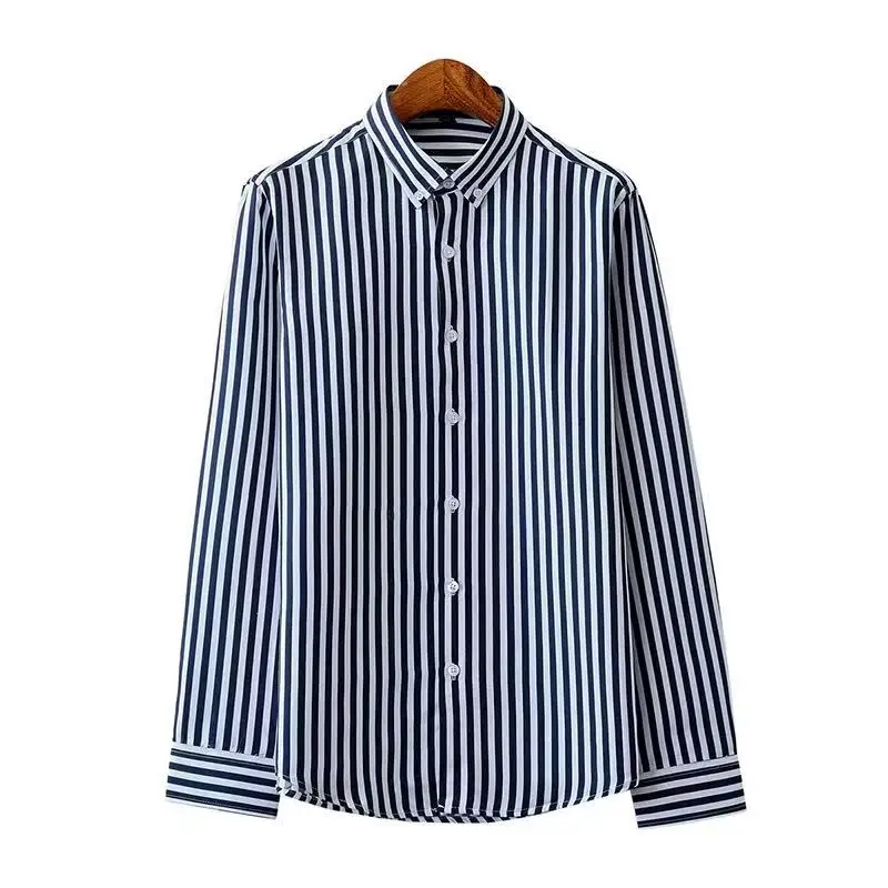 2025 new fashionable men's British style striped printed long sleeved shirt, comfortable casual top with 10 colors - Image 4