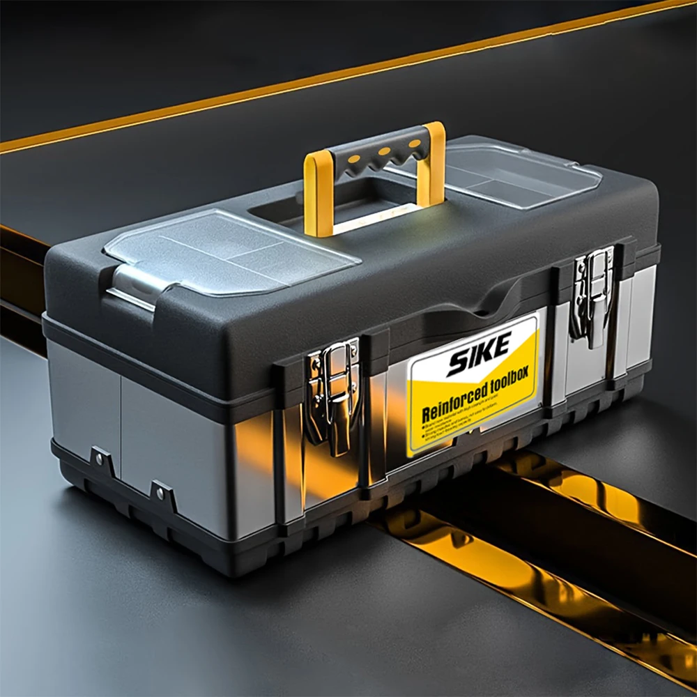 

1 портативный двухслойный ящик для хранения из нержавеющей стали, многофункциональный утолщенный анти-падение бытовой пластиковый ящик для инструментов