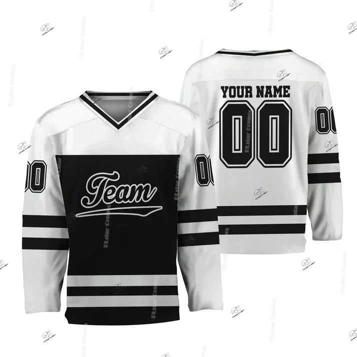 Custom Name Team Gradient Graffiti Hockey Jersey Shirts Vintage Retro 3DPrint Casual V-Neck Funny Pullover Breathable Colorful 6