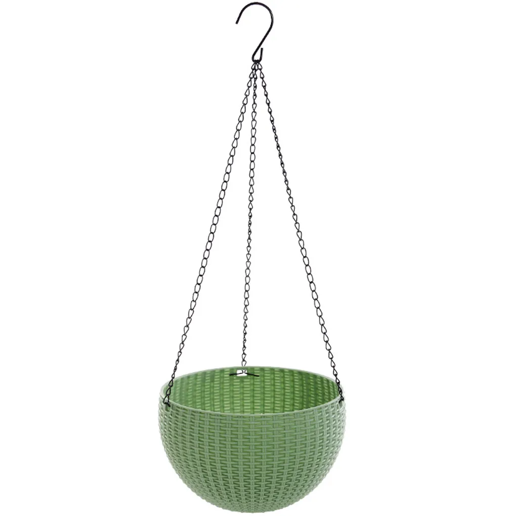 Hanging Basket Rattan Flower Pot Self-watering Art Planter Plastic Resin Planting Tool Garden Supplies