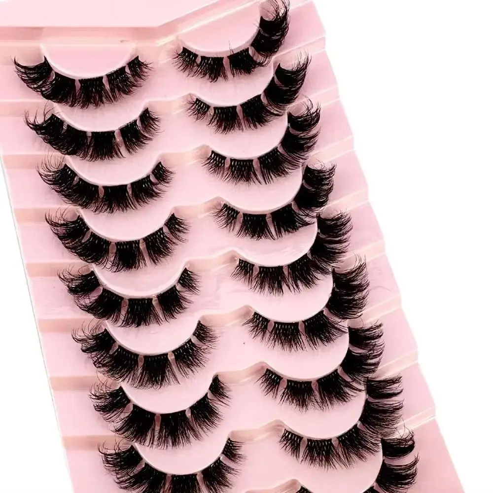 新しい9ペアまつげマンガまつげ3Dクリアバンドまつげナチュラルルックうっすらミンクまつげふわふわキャットアイまつげ個別まつげ