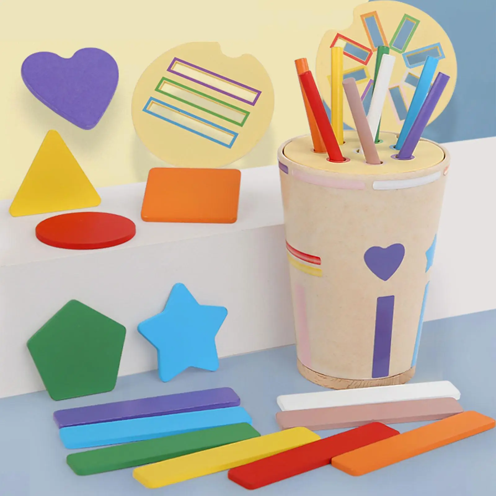 

Wooden Color Shape Sorting Box Montessori Toy Developmental Toy Hands on Ability