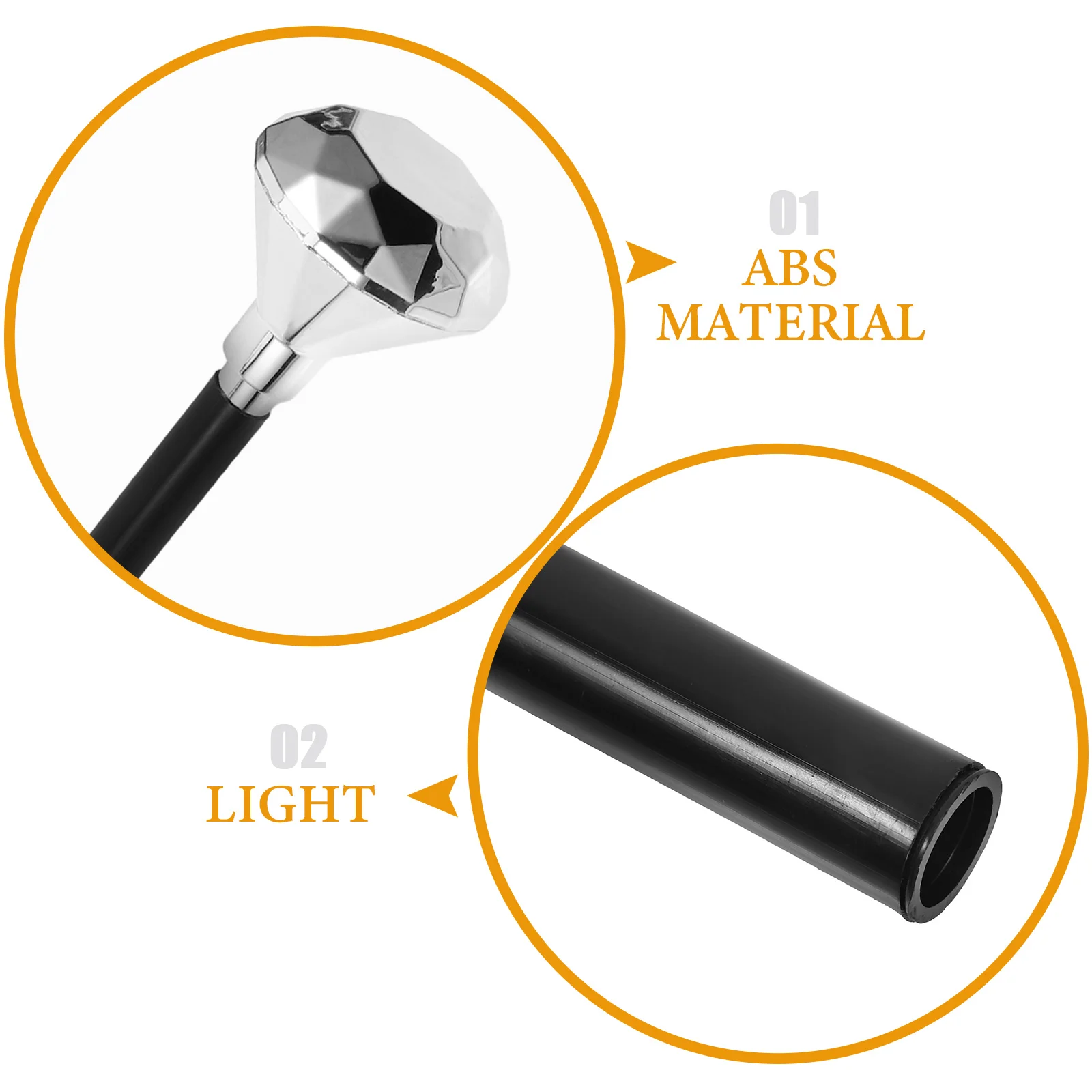 Gem Scepter Wand Silver Staff Prop Halloween Cane Masquerade Party Costume Accessory Decorative Stick