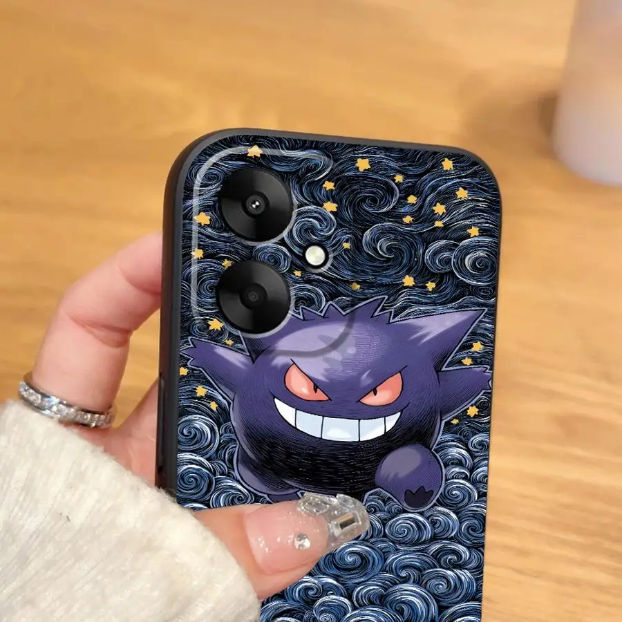 เคสสำหรับ Xiaomi Redmi 12C 13C A1 A2 Plus 9 A4 10 A3 A5 K40 K80 Pro 14C สีดำ เคสโทรศัพท์แบบนิ่ม ลายโปเกมอน น่ารัก เก็นการ์