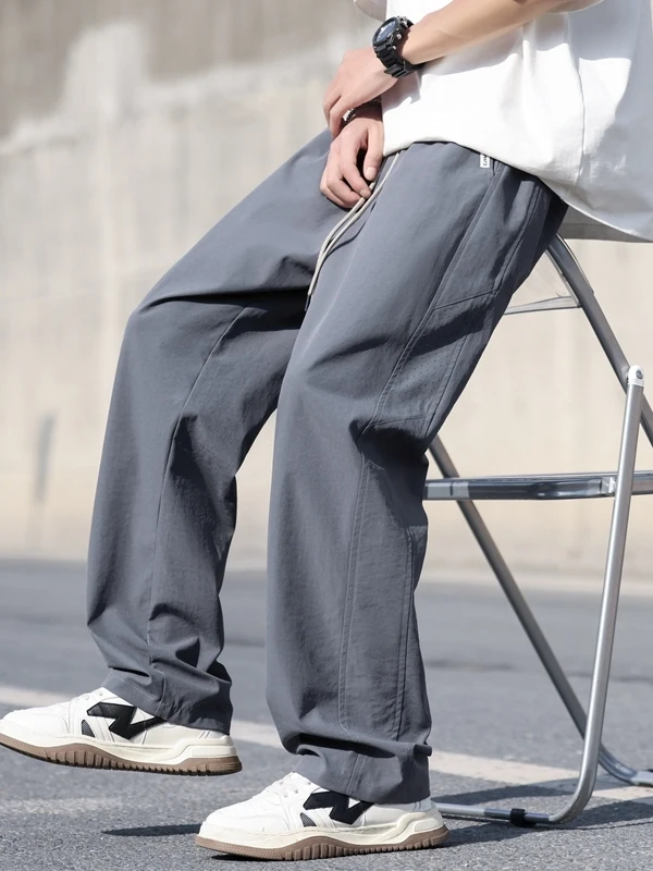 

Повседневные спортивные брюки из ледяного шелка, мужские летние дышащие крутые брюки Qui Dry, прямые длинные брюки для мальчиков-подростков, модные для отдыха