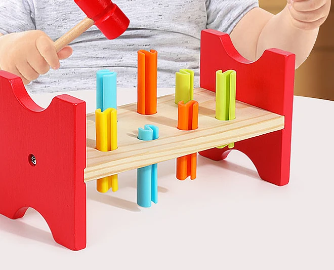 Rainbow Knock Platform Hammer Hammer Pile Hammer Baby Early Childhood Education Game Toy