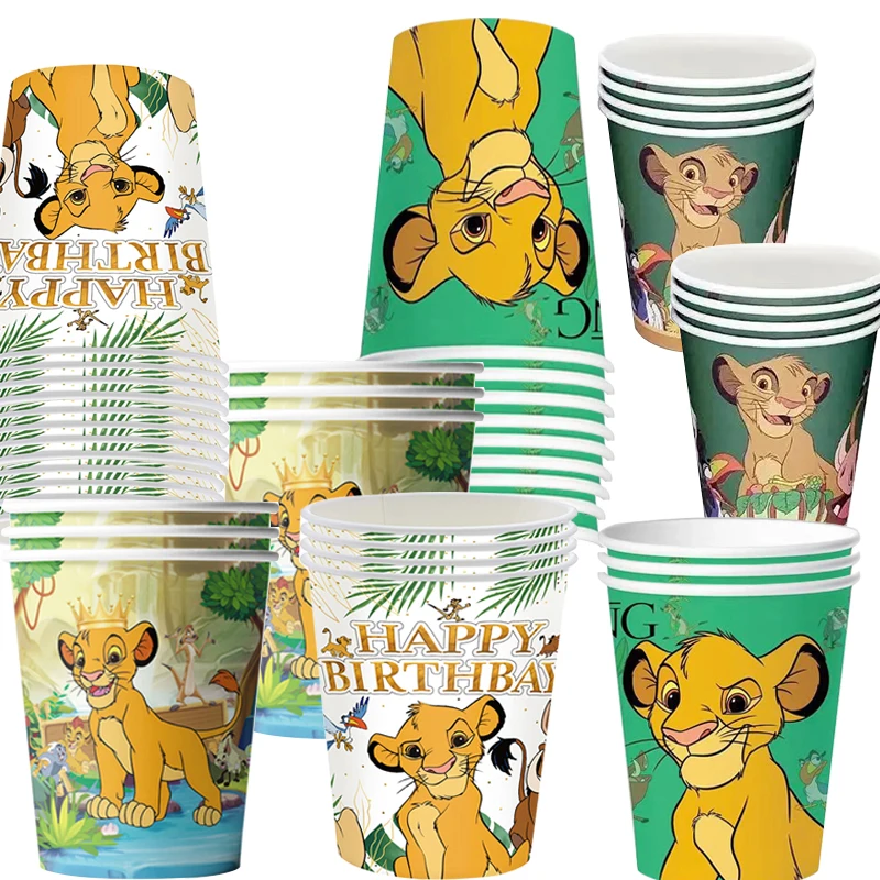 

Lion King Simba Party Cups Supplies,9oz Disposable Paper Cups for Kids Boy Lion King Animal Birthday Party Decorations Tableware