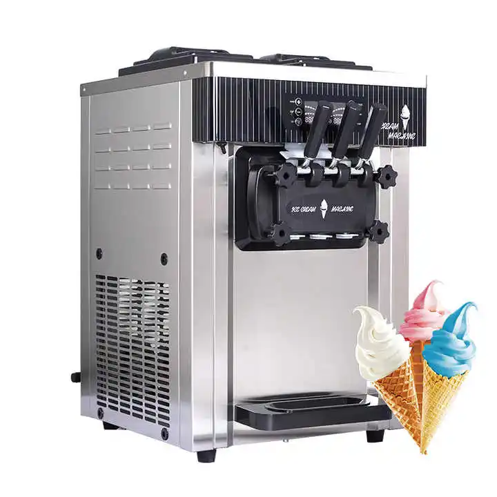 Vertical/Desktop 3 Flavors Soft Ice Cream Machine Self Cleaning Ice Creme Machine Commercial Soft Serve Italian Ice Cream Maker