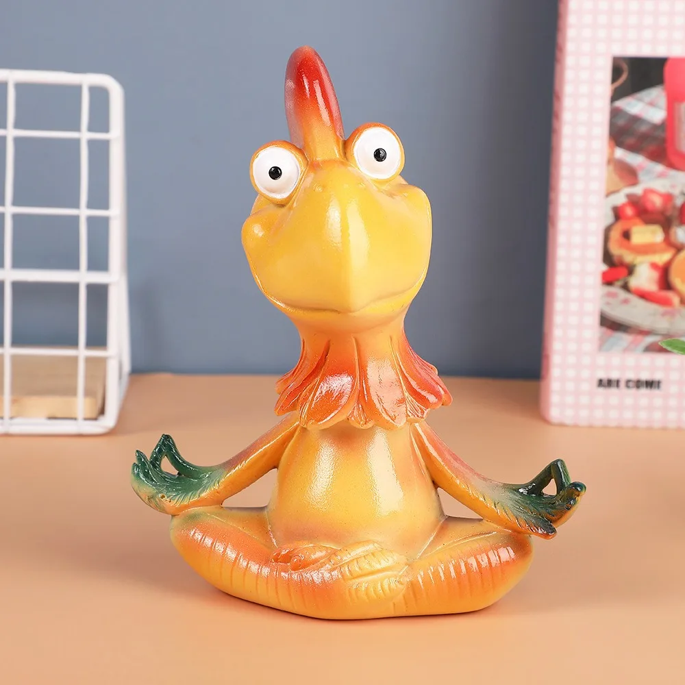 

Meditating rooster ornaments creative cartoon quirky resin crafts desktop home desktop ornaments accessories birthday gift