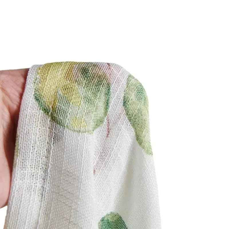 

Curtains for Living Dining Room Bedroom New Leaf Print Luxury, American Transparent Curtain Retro Print Classic White TulleDecor