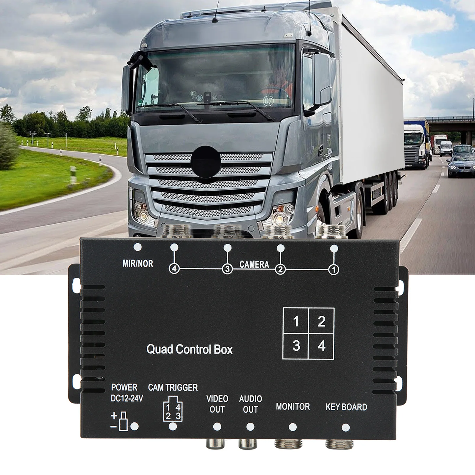 

4 Channel Video Splitter Control Box DC12V 24V High Definition Rearview Camera Control System For RV Truck Bus Boat