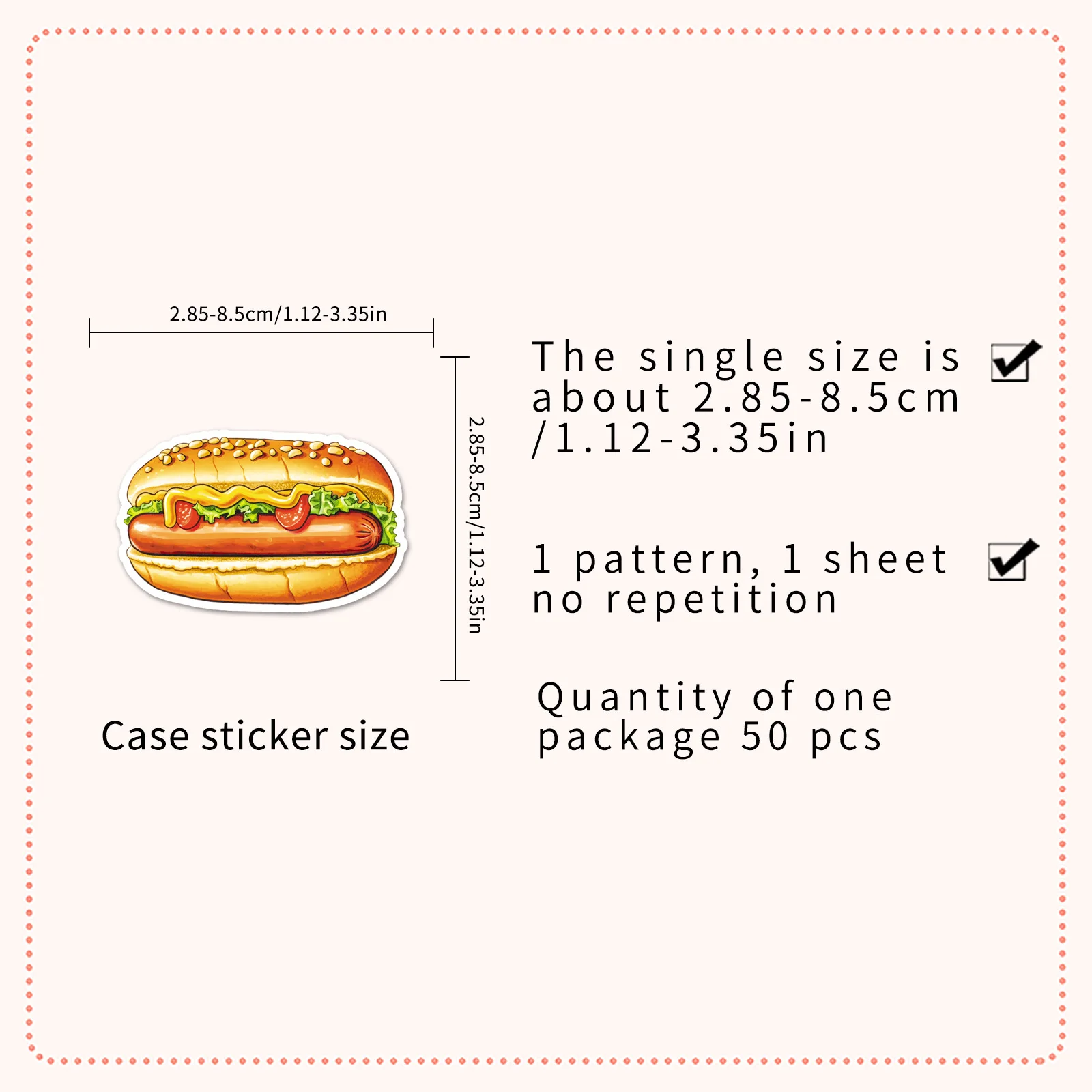 50 Pcs American Hot Dog Stickers Yummy Foodie Decals Waterproof Vinyl For Laptop Skateboard Phone Case Power Bank Journal Diner - view 6