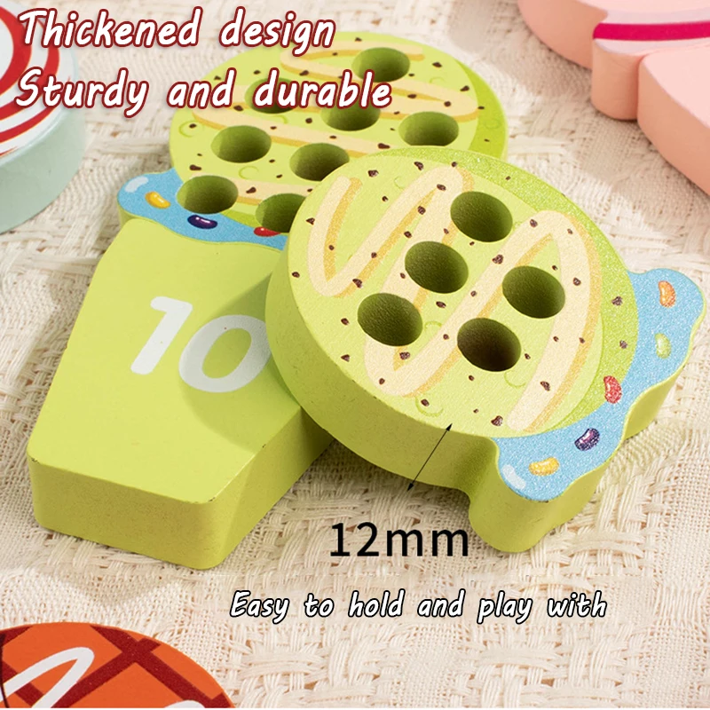Kid Ice Cream Counting Peg Board Math Toy Montessori Teaching Tool Number Matching Cognition Kindergarten Learn Educatinal Game