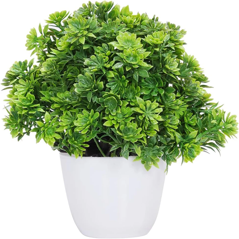Künstliche grüne Pflanzen Bonsai Tisch Topf Simulation Ornamente Topfpflanzen gefälschte Blumen für Garten Büro Wohnzimmer Dekor