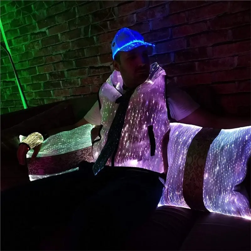 【SPECIAL】LED Fiber Optic Hat Rechargeable Light Up Night Running Baseball Cap Flashing Caps Party Disco Bar Glow Hat