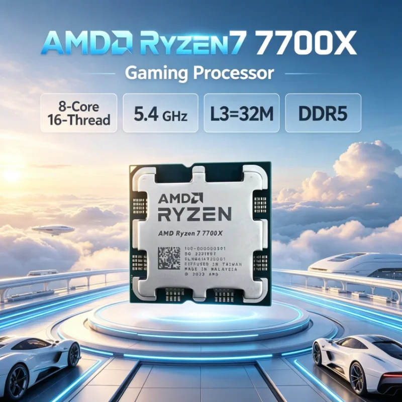 AMD Ryzen 7 7700X DDR5 32MB L3 Unlocked UP to 5.4GHz Gaming Processor 8-Core 16-Thread Desktop Processor Socket AM5 5nm