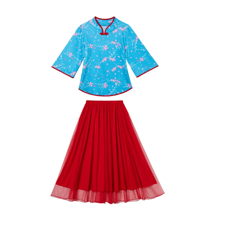 Square Dance Clothing New Square Dance Clothing Chinese Style Ethnic Dance Clothing Peach Blossom Yangge Set 308 Styles