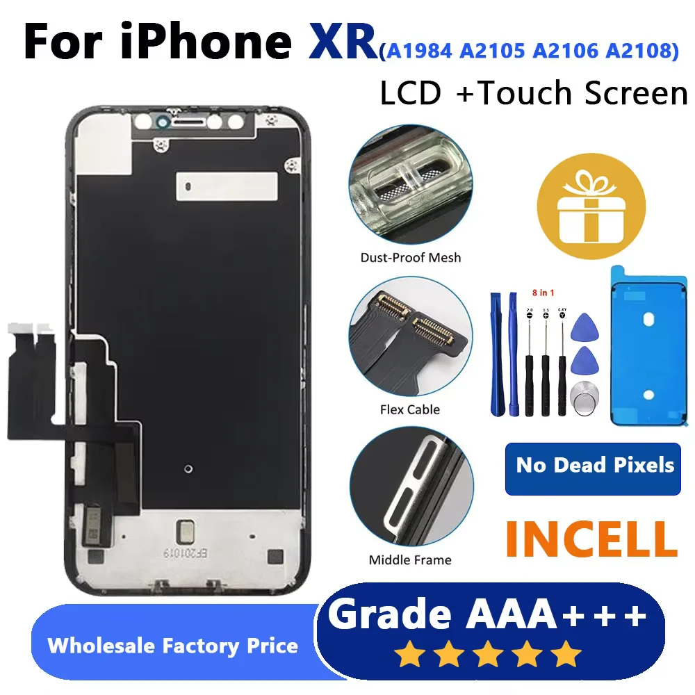 

INCELL/JK Quality LCD for iPhone XR Display Screen With 3D Touch Digitizer Assembly No Dead Pixel Replacement No IC Moving