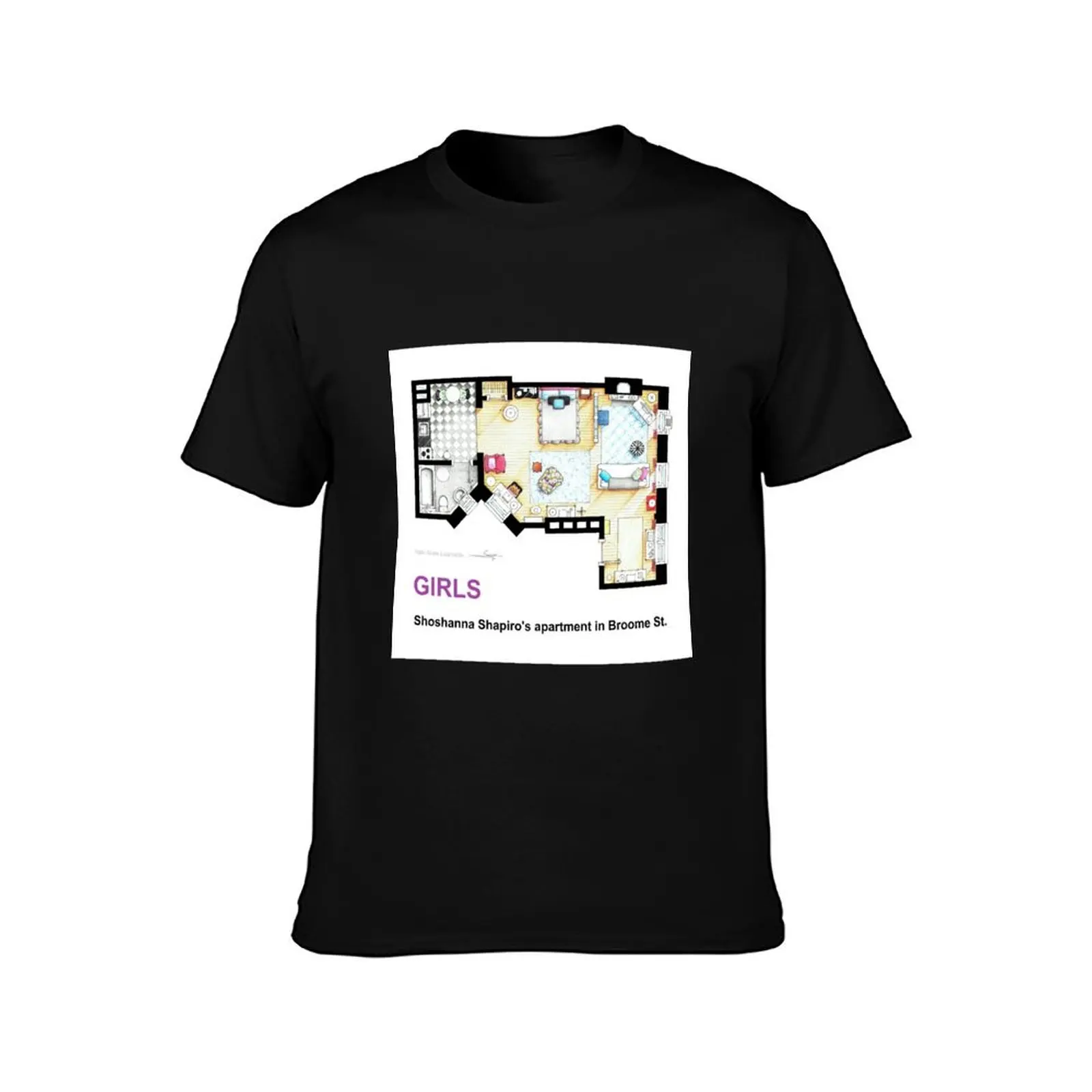 Floorplan of Shoshanna Shapiro's apartment from GIRLS T-Shirt Summer Casual Cotton Tee Oversized Streetwear Tops 100% Cotton