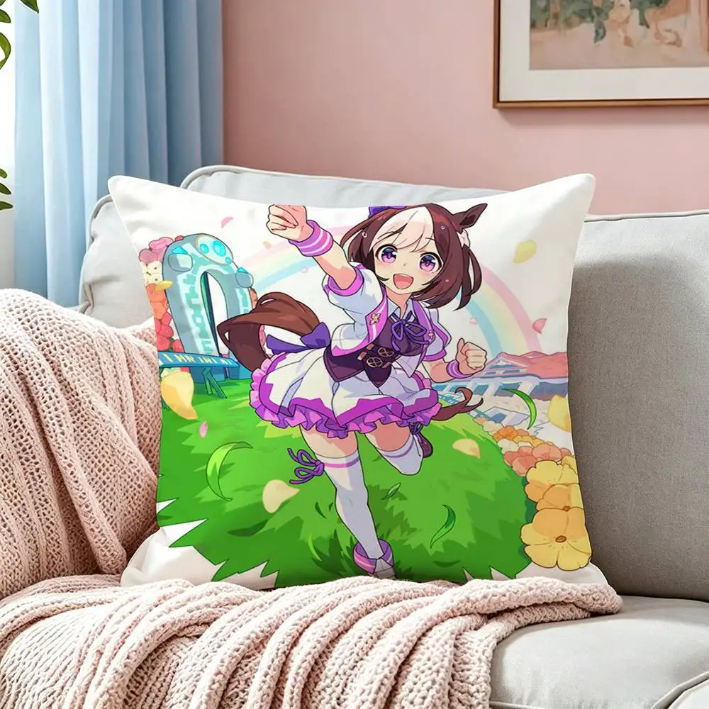 Anime Uma Musume S-Special Week  Square Double-Sided printed Pillow Case Bedroom Bedside Pillow Sofa Cushion Cover
