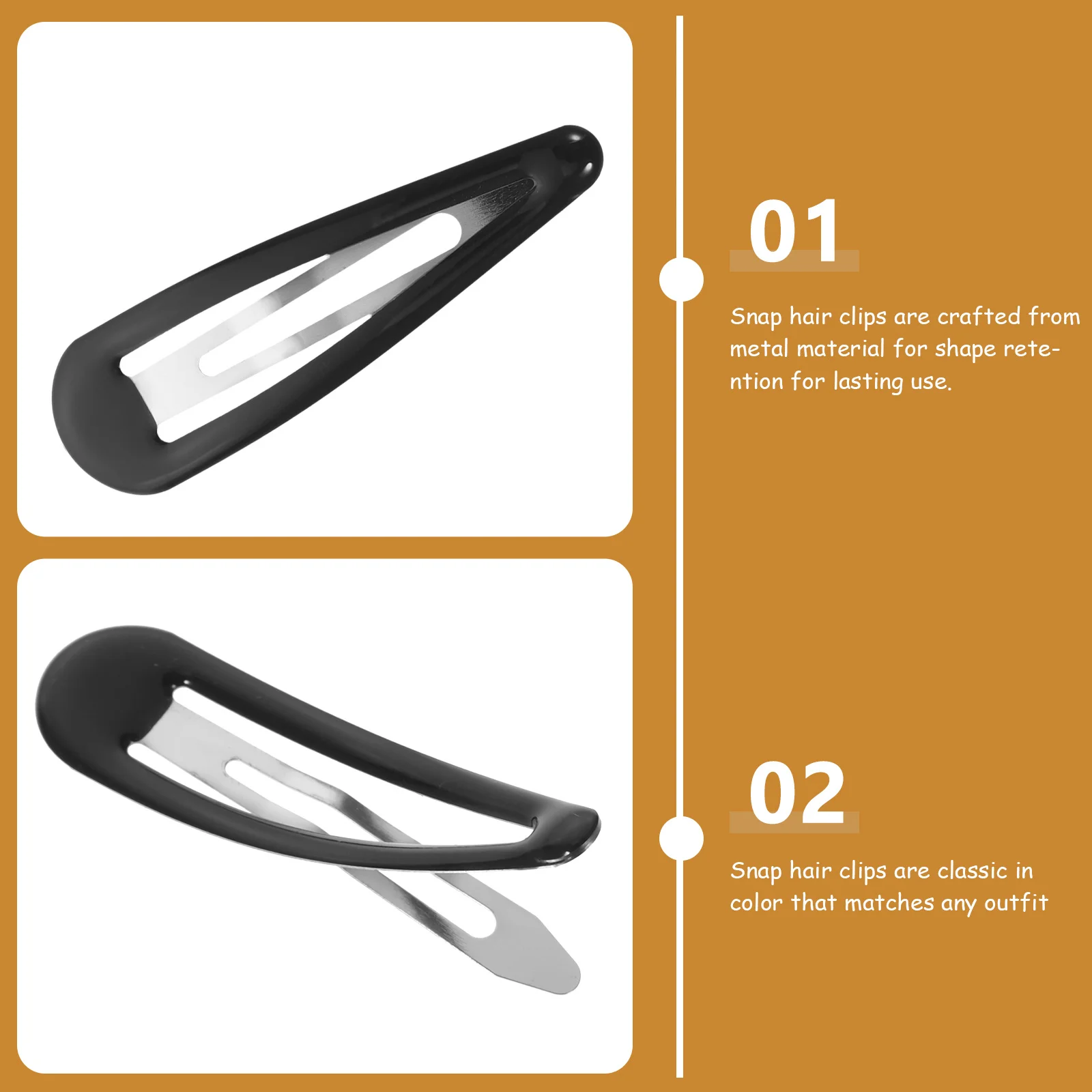 

50Pcs Snap Hair Clips Black Metal Barrettes No Slip Strong Grip Hair Accessories for Women Teens Casual Daily Wear