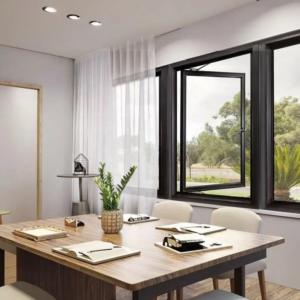 

Modern Style Design Large Size Household Viewing Window High Quality Explosion Proof Glass with Handles and Lock Casement Window