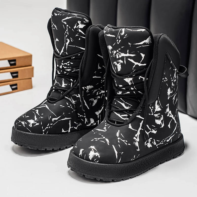 

New 2025 Winter Chic Men's High-Top Boots Soft Cold-Proof Warm Snow Boots Outdoor Street Plain Non Slip Casual Holiday Gift