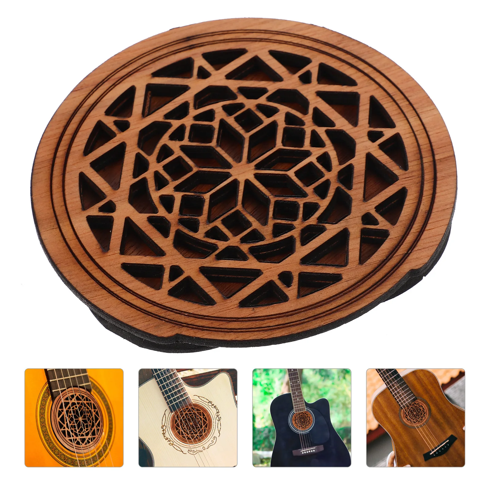 

Wooden Soundhole Covers for Guitar Light Brown Anti-howling Plug Soundhole Resonator Screen Guitar Parts Feedback Buffer