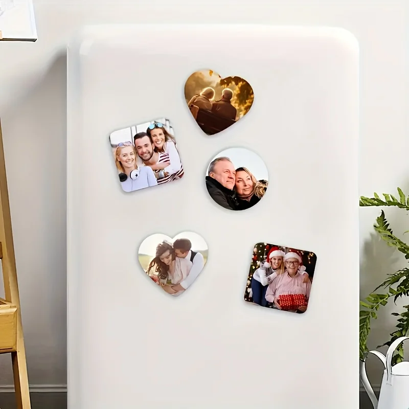 1pc Custom Photo Fridge Magnet Personalized Magnetic Photo Holder Durable Plastic Square Engraved Picture Surface Fridge Magnets