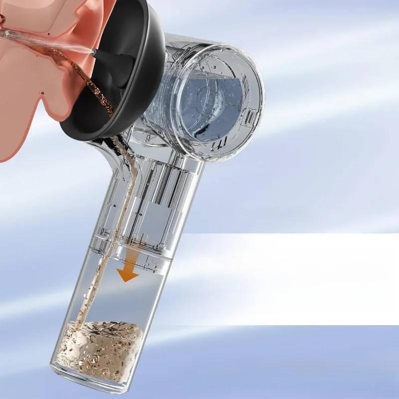 Black Fully Automatic Wash and Blow Electric Ear Washer Multifunctional Water Earwax Ear Canal Cleaner Earwax Cleaning Tool