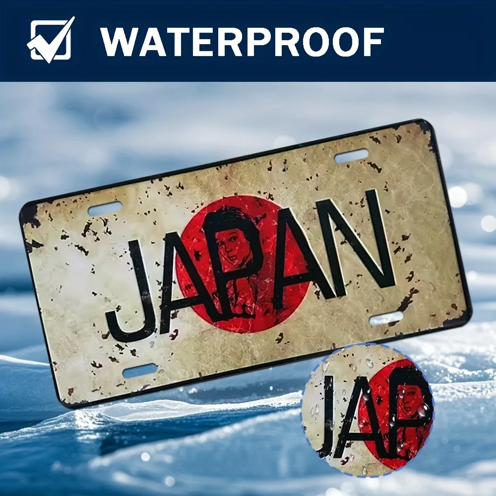 [ Japan Sign] Rustic Aluminum  License Plate Sign | 30.0x15.01cm, Distressed Metal Art with Japanese Flag Design, Gift for All O
