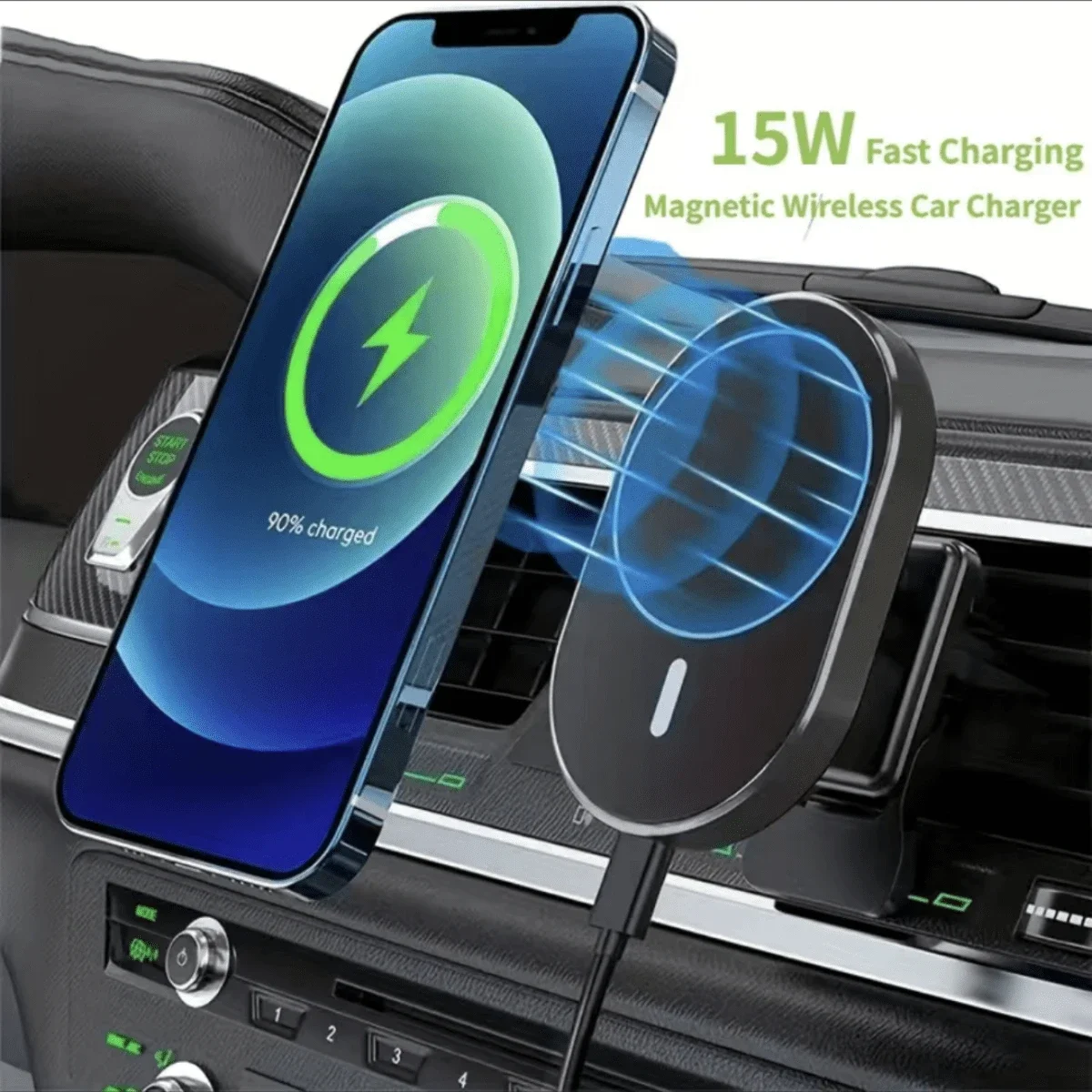 LEEOUDA Magnetic Car Wireless Charger Air Vent Mount for MacSafe iPhone 15 14 13 12 11 Pro Max Mini Magnet Phone Holder Stand