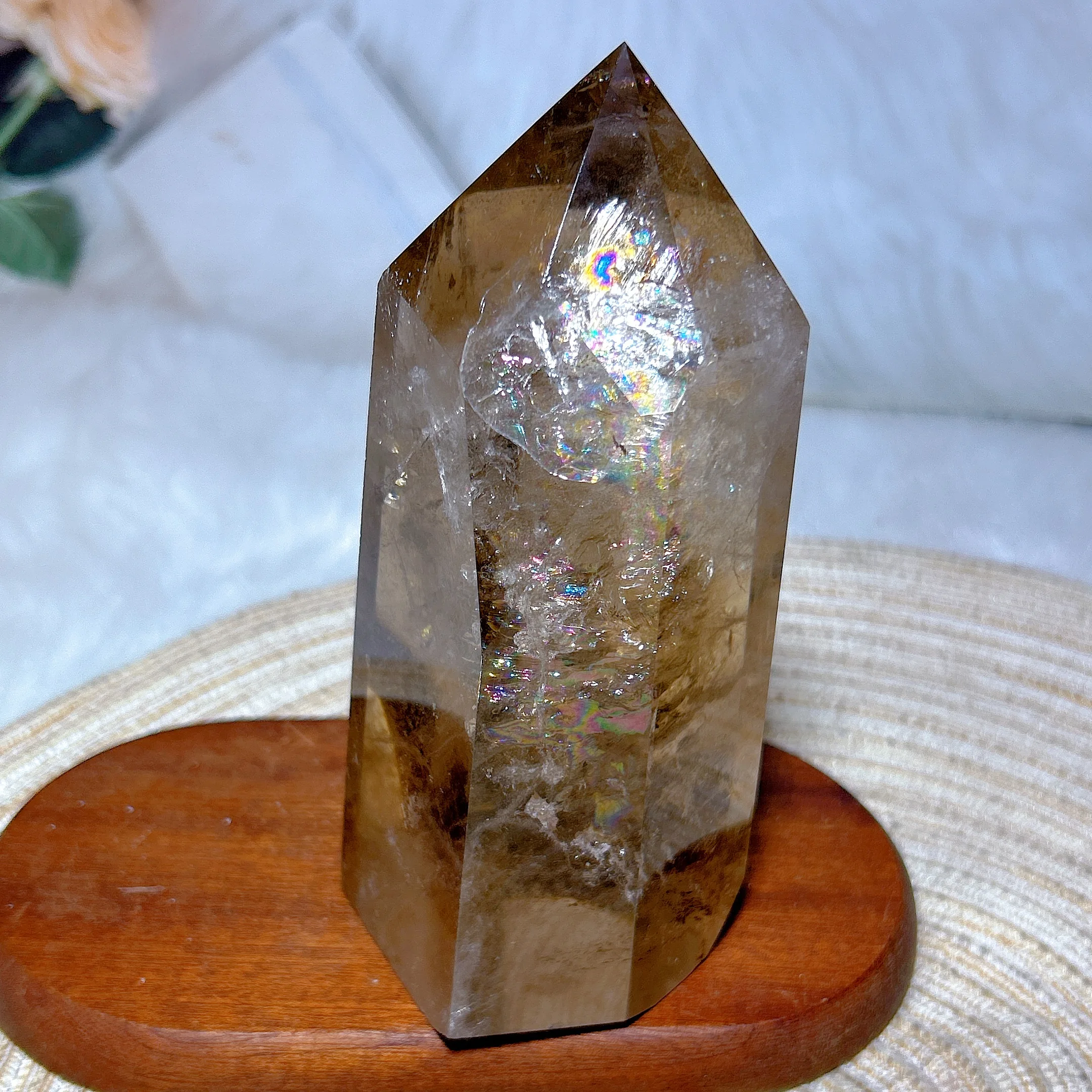 

Healing Natural Crystal Brazil Rainbow Smokey Quartz Large Tower High Quality Reiki Energy Ore Home Decorations Room Decor Gift