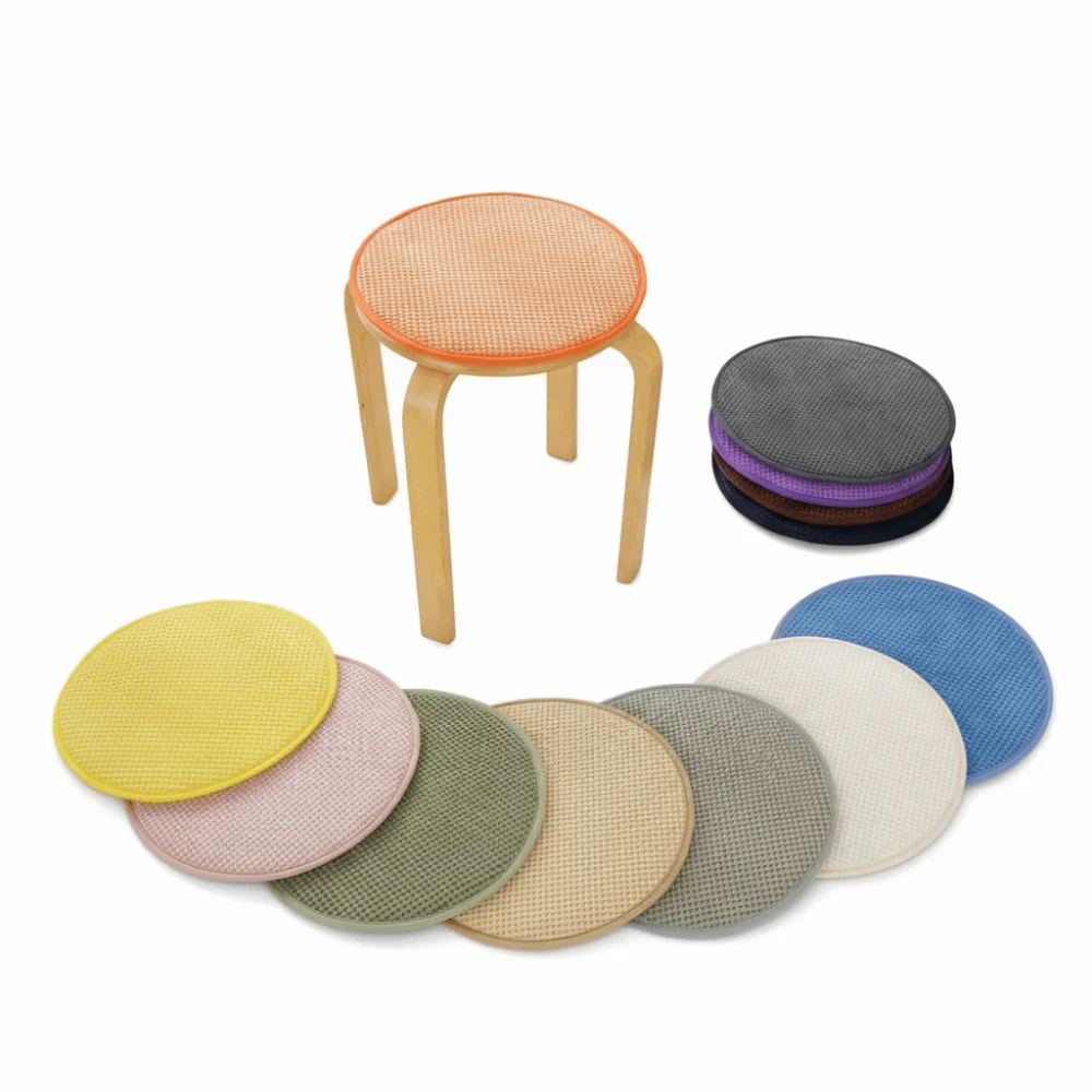 Cozy Round Seat Pad Non-slip Warm Chair Cushion Solid Color Thick Bar Counter Cover Universal